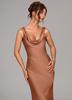 Azazie Rylina Bridesmaid Dresses Bronzer Mermaid Stretch Satin Dress image6