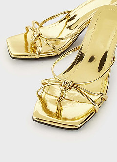 front Faux Leather Strappy Kitten Heel Mules