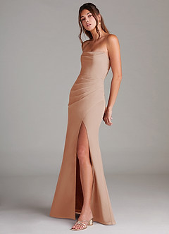 Azazie Leonis Bridesmaid Dresses English Rose Sheath Strapless Chiffon Convertible Dress image3