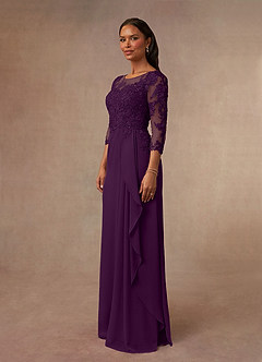 Azazie Calanthe Mother of the Bride Dresses Grape A-Line Scoop Chiffon Dress image2