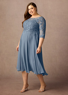 Azazie Marge Brudens mor kjoler A-Line Scoop Blonde Chiffon Te-længde Kjole image9