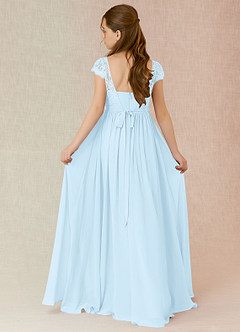 Azazie Silvermist Junior Sky Blue A-Line Pleated Chiffon Dress image2