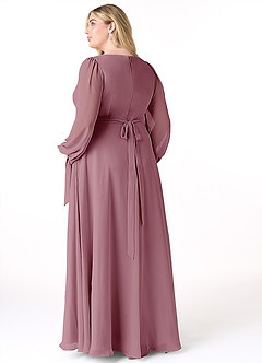 Azazie Leonia Bridesmaid Dresses Vintage Mauve A-Line Long Sleeve Chiffon Dress image9