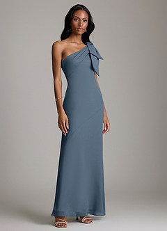 Azazie Yuanna Bridesmaid Dresses Neptune Mermaid One Shoulder Chiffon Dress image4