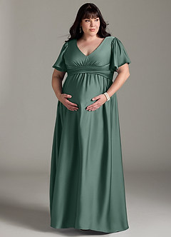 Azazie Verna Robes de demoiselle d'honneur de maternité Robe Trapèze Rayé Longueur ras du sol Satin extensible image13