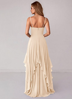 Azazie Zaina Brautjungfernkleider A-Linie Chiffon Kleid Alabaster Weiß image6