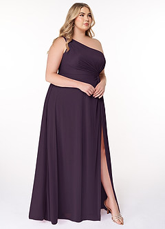 Azazie Brooke Jurken voor bruidsmeisjes Jurk van Mesh met A-Lijn One-Shoulder Pruim image9
