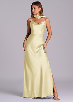 Azazie Yazmine Schlussverkauf Meerjungfrau-Linie Plissee Stretch-Satin Kleid Dusty Sage image1