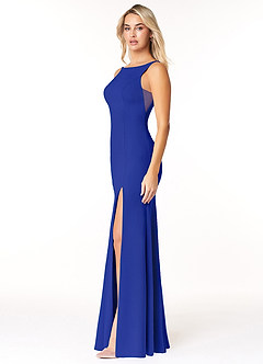 Azazie Rogue Bridesmaid Dresses Royal Blue Mermaid Scoop Side Slit Stretch Crepe Dress image3
