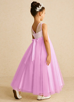 Azazie Tay Flower Girl Dresses Candy Pink A-Line Sequins Tulle Dress image5