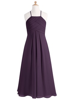 Azazie Ginger Junior Plum A-Line Pleated Chiffon Dress image7