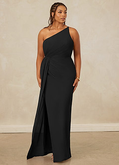 Christian Siriano Bridal for Azazie 1003 Bridesmaid Dresses Black Sheath One Shoulder Chiffon Dress image10