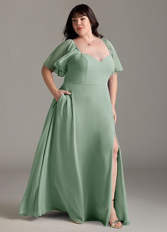 Azazie Chloe Bridesmaid Dresses Agave A-Line Sweetheart Neckline Chiffon Dress image10
