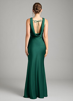 Azazie Rylina Bridesmaid Dresses Emerald Mermaid Stretch Satin Dress image2