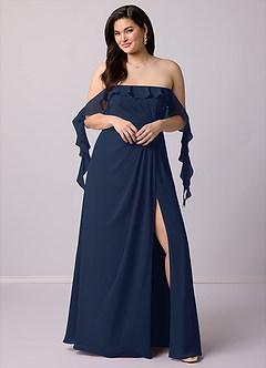 Barbie ♥ Azazie Bridesmaid Dresses Dark Navy A-Line Off the Shoulder Chiffon Convertible Dress image10
