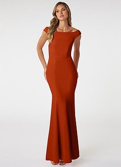 Azazie Nicolina Bridesmaid Dresses Paprika Mermaid Square Neckline Stretch Crepe Dress image1