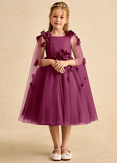 Azazie Staria Robe Demoiselle D'honneur Fillette Robe Princesse en Tulle Rayé Mûre image1