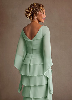 Azazie Arabinda Abiti per la Madre della Sposa Abito Tubino in Chiffon Increspato Agave image6