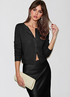 front 100% Cashmere Cropped Cardigan