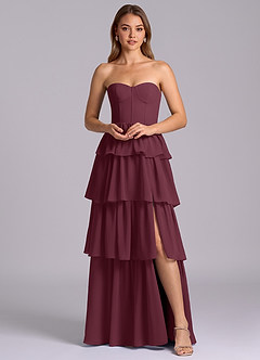 Azazie Faye Bridesmaid Dresses Cabernet A-Line Sweetheart Neckline Chiffon Dress image6