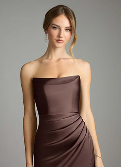 Azazie Leonis Bridesmaid Dresses Ganache Mermaid Pleated Stretch Satin Convertible Dress image4