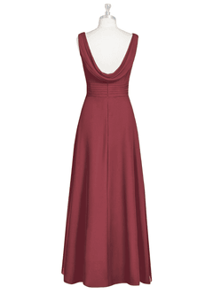 Azazie Karina Bridesmaid Dresses Merlot A-Line Pleated Chiffon Dress image7