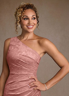 Azazie Joylin Klänningar till brudens mor Klä Trumpet i Blommig Utbrändhet Ena axeln Rosett image5