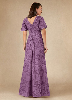Azazie Emmeline Mother of the Bride Dresses Wisteria A-Line Pleated Floral Burnout Dress image5