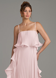 Azazie Alexia Bridesmaid Dresses Blushing Pink A-Line Ruched Chiffon Dress image2