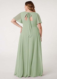 Azazie Kimber Bridesmaid Dresses Dusty Sage A-Line Flounce Sleeve Chiffon Dress image10