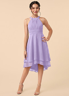 Azazie Linna Junior Lilac A-Line Pleated Chiffon Dress image1