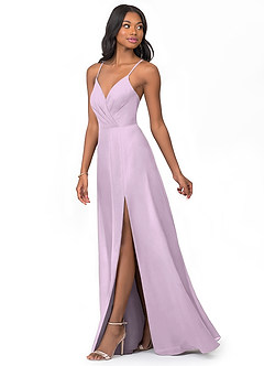 Azazie Everleigh Abiti da Damigella Abito A-Line in Chiffon con Scollo a Cuore a Pieghe Lilla Glassato image6