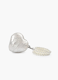 front Bolso de mano acrílico con forma de corazón perlado