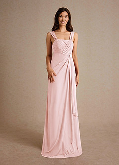 Azazie Clinton Mother of the Bride Dresses Blushing Pink A-Line Pleated Mesh Dress image7