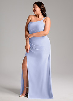 Azazie Eren Bridesmaid Dresses Lavender Sheath One Shoulder Chiffon Dress image11