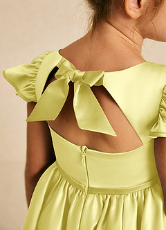Azazie Sugar Plum Flower Girl Dresses Lemon Sorbet A-Line Bow Matte Satin Dress image4
