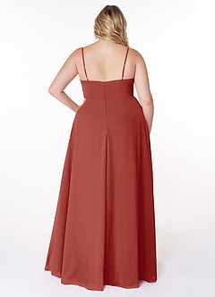 Azazie Moira Bridesmaid Dresses Terracotta A-Line Scoop Chiffon Dress image9