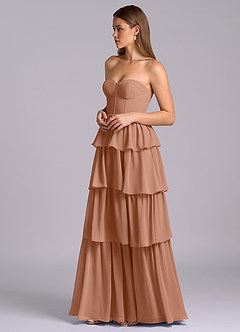 Azazie Faye Brautjungfernkleider A-Linie Herzausschnitt Chiffon Kleid Bronzer image5