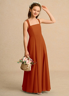 Azazie Tater Junior Formal vestidos de niña de las flores Vestido de Pimenton de Gasa de Corte En A con Plisado image3