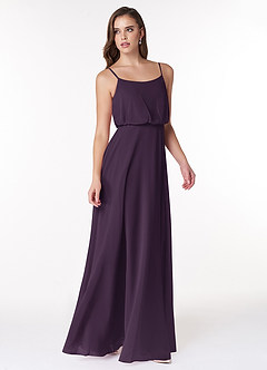 Azazie Lupe Final Sale Plum A-Line Scoop Blouson Chiffon Dress image4