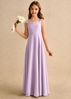 Azazie Puppy Girls Formal Flower Girl Dresses Frosted Lilac A-Line Pleated Chiffon Dress image3