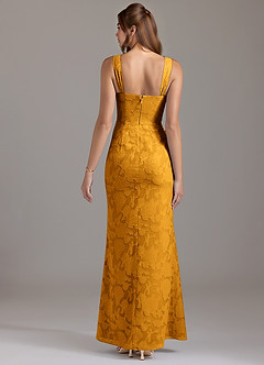 Azazie Denice Bridesmaid Dresses Butterscotch A-Line Pleated Floral Burnout Dress image5