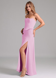 Azazie Jenilyn Vestidos de damas de honor Vestido de Rosa Caramelo de Gasa de Corte en A con Sin tirantes image5
