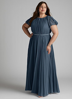 Azazie Kara Modest Bridesmaid Dresses A-Line Pleated Chiffon Floor-Length Dress image12