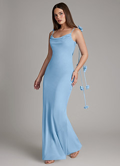 Azazie Kalico Bridesmaid Dresses Powder Blue Mermaid Pleated Chiffon Dress image7