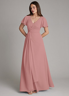 Azazie Kaya Final Sale Dusty Rose A-Line Pleated Chiffon Dress image5
