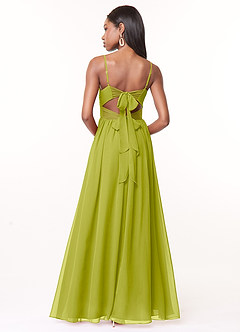 Azazie Zeya Brautjungfernkleider A-Linie V-Hals Gefaltet Chiffon Kleid Zitronengras image4