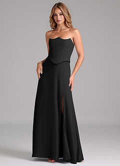 Azazie Jenilyn Bridesmaid Dresses Black A-Line Strapless Chiffon Dress image3
