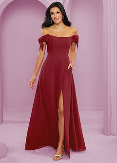 Barbie ♥ Azazie Bridesmaid Dresses Pomegranate A-Line Off the Shoulder Chiffon Convertible Dress image1