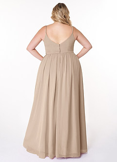 Azazie Rayna Bridesmaid Dresses Taupe A-Line V-Neck Pleated Chiffon Dress image8